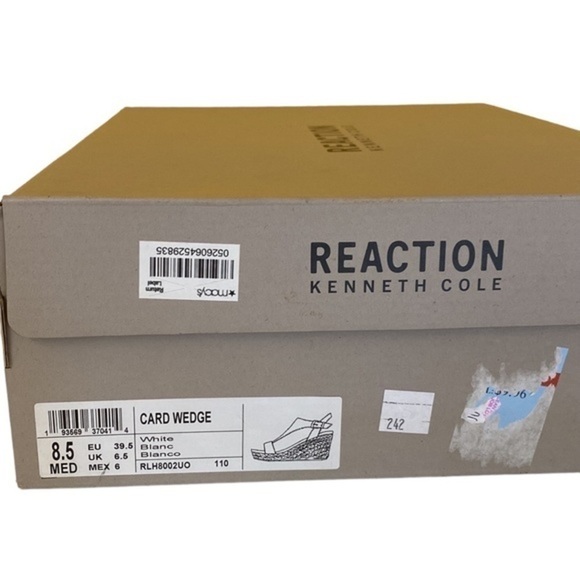 Reaction Kenneth Cole Card platform Wedge espadrille white woven straw sandal - Picture 5 of 11